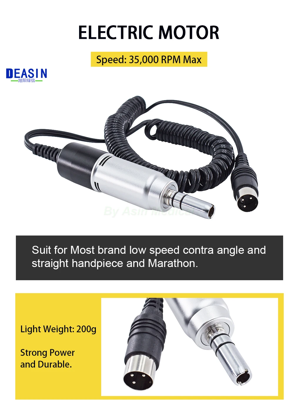 Dental Elektromotor Gerade Contra Winkel Handstück 35KRPM Für Mikromotor Polieren Pinsel Werkzeuge – Detail 3