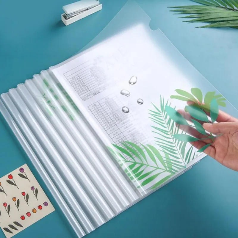 12PC Pull Rod Clip A4 Transparent Thickened Report Folder Resume Water Drop Shape Sucker Rod Clamp Test Paper Student's Book