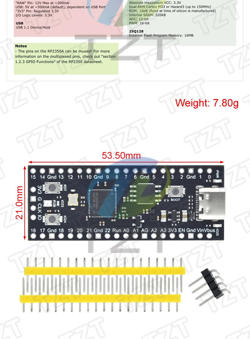 Pico2 RP2350 Entwicklungsboard TYPE-C USB RP2350A 16MB Kompatibel mit Raspberry Pi PICO 2 – Detail 3