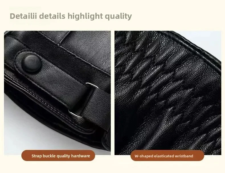 Neue männer PU Handschuhe Winter Verdickte Warme Fahrt Handschuhe Leder Wasserdicht Winddicht Touch Screen Protector Warme Motorrad Handschuhe – Detail 7