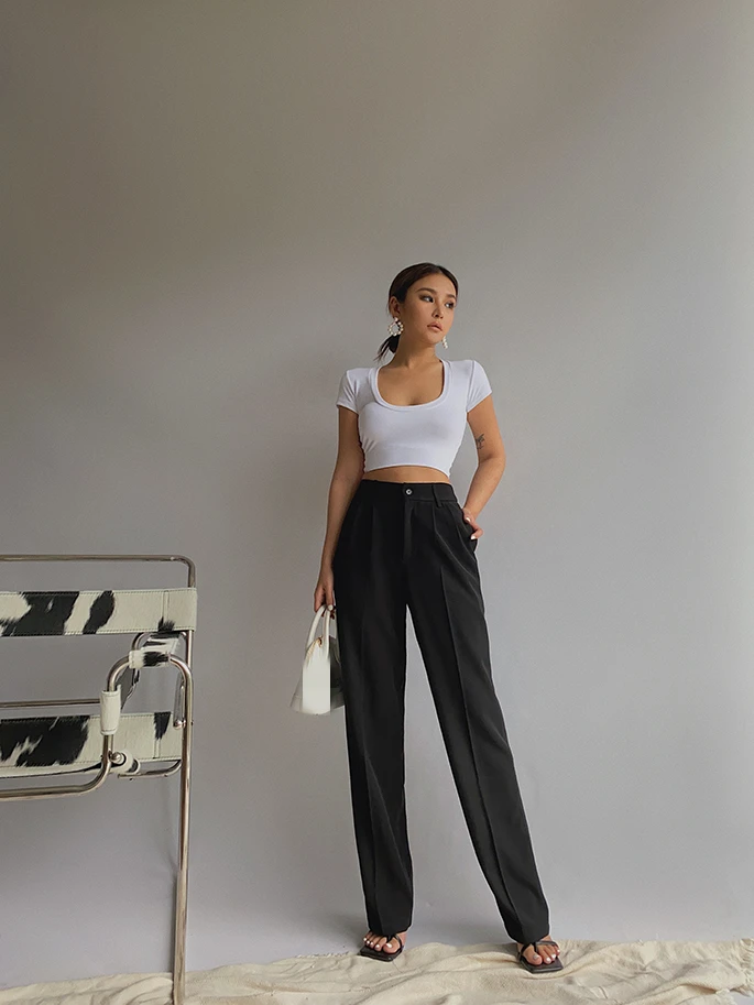 Spring New Office Lady High Quality Elegant Casual Fashion Wide Leg Women Female Pants Hot Sales