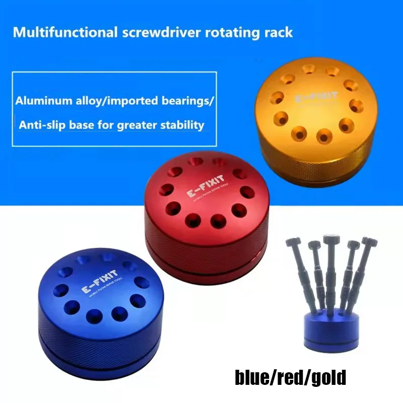 Rotating Magnetic Screwdriver Storage Holder Aluminum Screwdriver 10 port Container Magnetic Platform Mobile Phone Repair Tools