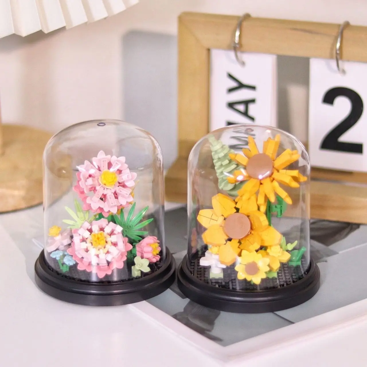 Building Block Toy Flower Bouquet Building Blocks Rose Sunflower Succulents Bonsai Garden Romantic Bricks DIY Potted Plants Model Kit Toy For Kids