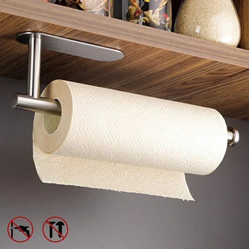 Toilet Paper Holder No Punching Self Adhesive Toilet Roll Paper Holders Bathroom Kitchen Roll Holder Bath Towel