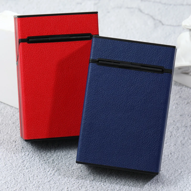 Black Red Blue Purple Plastic PU Leather Flip Cigarette Case