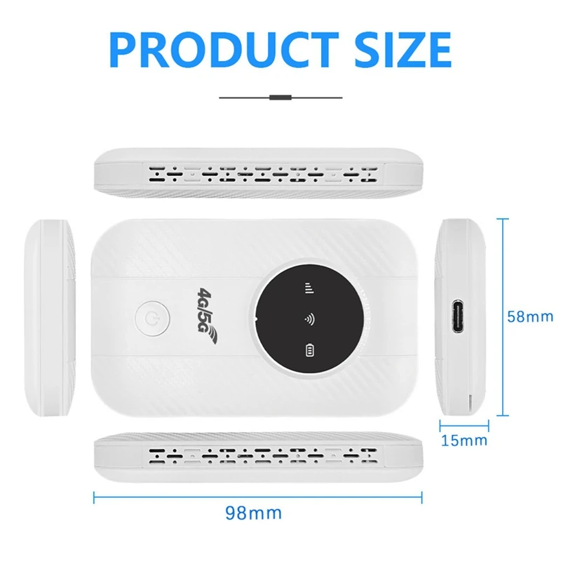 Wifi Router 4G LTE Module 300Mbps Hotspot Up To 10 Devices SIM Card Slot 2100Mah Battery For Travel Business Trip
