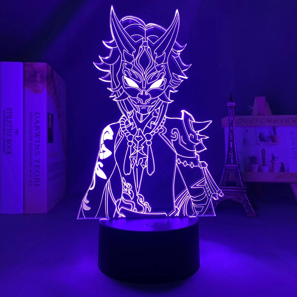 

Remote Control Touch Sensing 3d Led Night Light Genshin Impact Xiao Acrylic Led Light Game