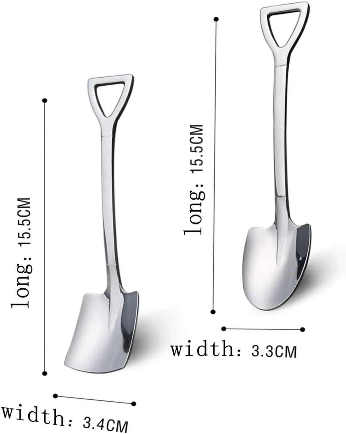 Stainless Steel Iron Shovel Mini Spoon Coffee Ice Cream Spoon Retro Cute Square Head Dessert Kitchen Gadget