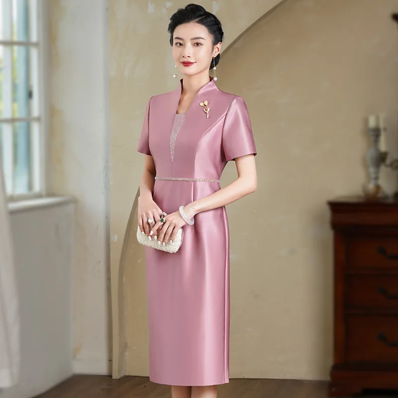 

Yourqipao Cheongsam Young Women's Summer High-end Qipao Mother Dress Chinese Wedding Banquet Toast Dress