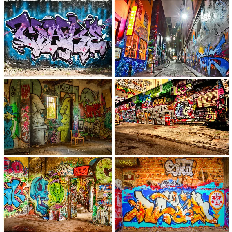 

SHENGYONGBAO Graffiti Antique Brick Wall Photography Backdrops Props Cement Texture Stone Theme Photo Studio Background QZ-06