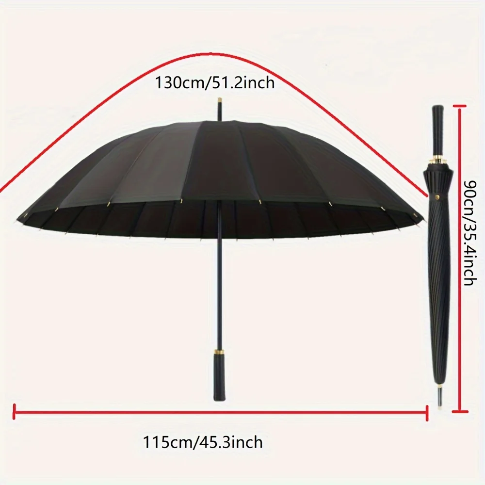 24 Bone Long Handle Umbrella, Automatic Open Golf Umbrella, Reinforced Windproof Umbrella, Unisex Umbrella