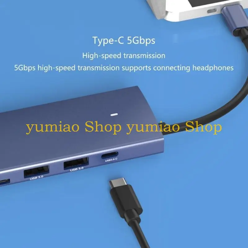 587B 지능형 Type-C 도킹 스테이션 허브 9 in 1 USB 알루미늄 USB C 어댑터 9 포트 컴퓨터에 동시에 사용