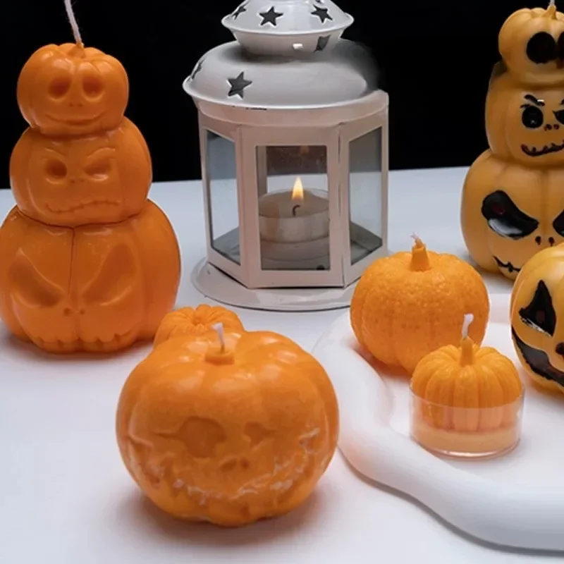 

Halloween Pumpkin Silicone Candle Mold 3D Pumpkin Gypsum Resin Epoxy Ice Cube Chocolate Baking Mould Holiday Home Decor Gifts