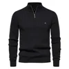 2024 New Autumn and Winter European Size Stand Collar Men's Sweater Half Zipper Solid Color Sweater High Quality Pullover 4