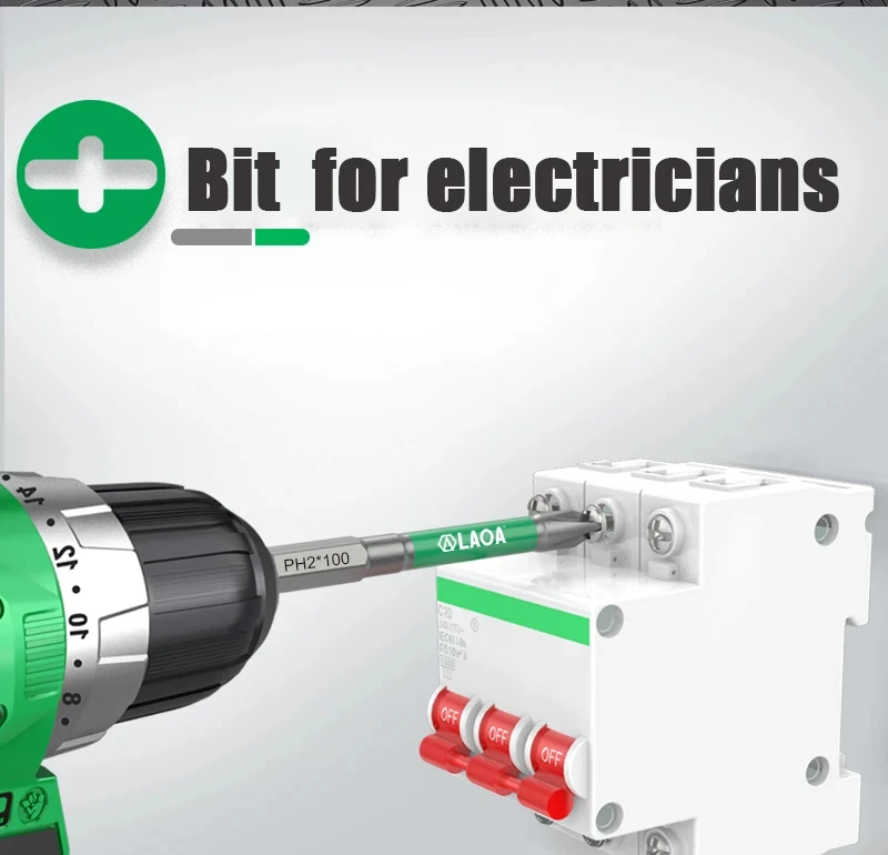 LAOA S2 Bit Elektriker-Spezialbit mit elf Stellen, stark magnetischer Phillips-Schraubendreherkopf, speziell für Handbohrmaschinen. – Detail 21