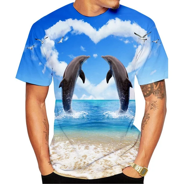 

New Fashion Popular Design 3D Printing Dolphin T-Shirt Unisex Casual Cool Plus Size Top