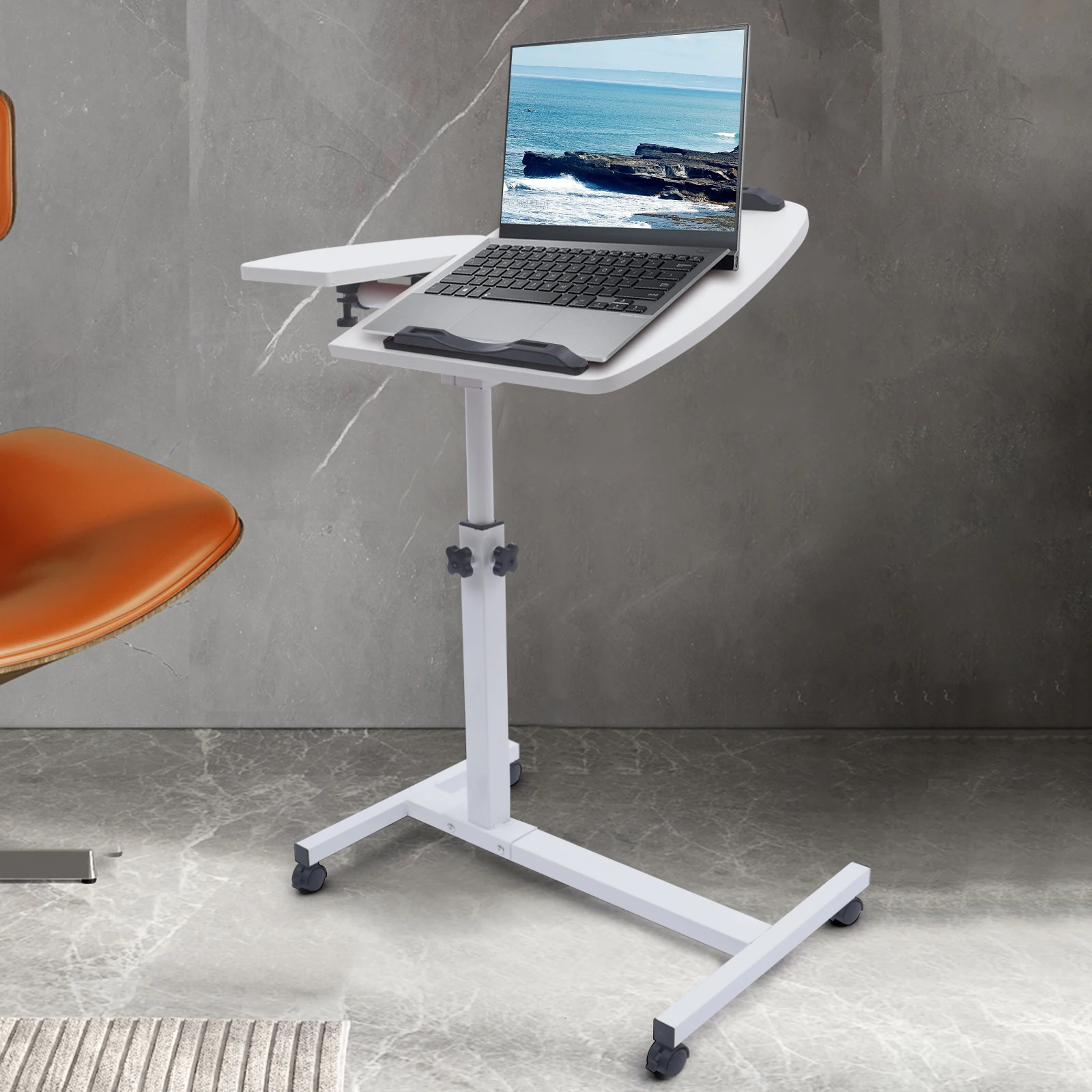 Rolling Table Laptop Notebook Stand Angle & Height Adjustable Tiltable Table Top Desk Sofa Bed Side Table