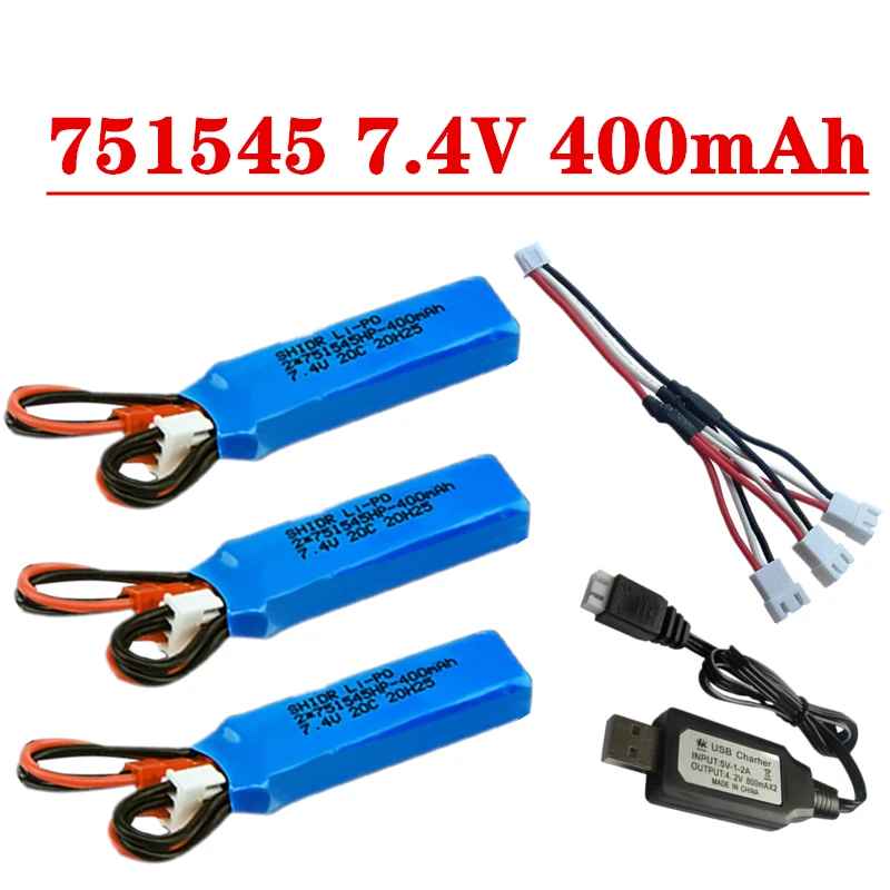 

2S 7.4V 400mah Lipo Battery+Charger For P929 P939 K969 K979 K989 1/28 RC Remote Control Car Spare Parts JST Plug 7.4V Battery