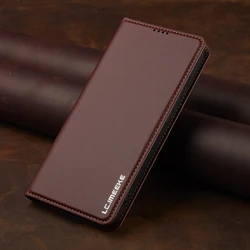 Premium Business Flip Leather Magnetic Phone Wallet Cover for Redmi Note 14Pro 5G (Brown)