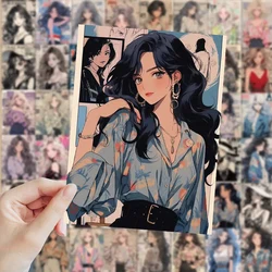10/30/60pcs Vintage Fashion Girl Anime Stickers Aesthetic Wall Laptop Suitcase Phone Scrapbook Graffiti Waterproof Sticker Toys