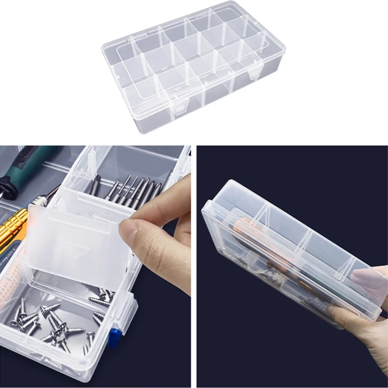 Transparent Plastic Grid Box Storage Organizer Display Collection with  Adjustable Dividers Containers 15/28/36 Grids M4YD