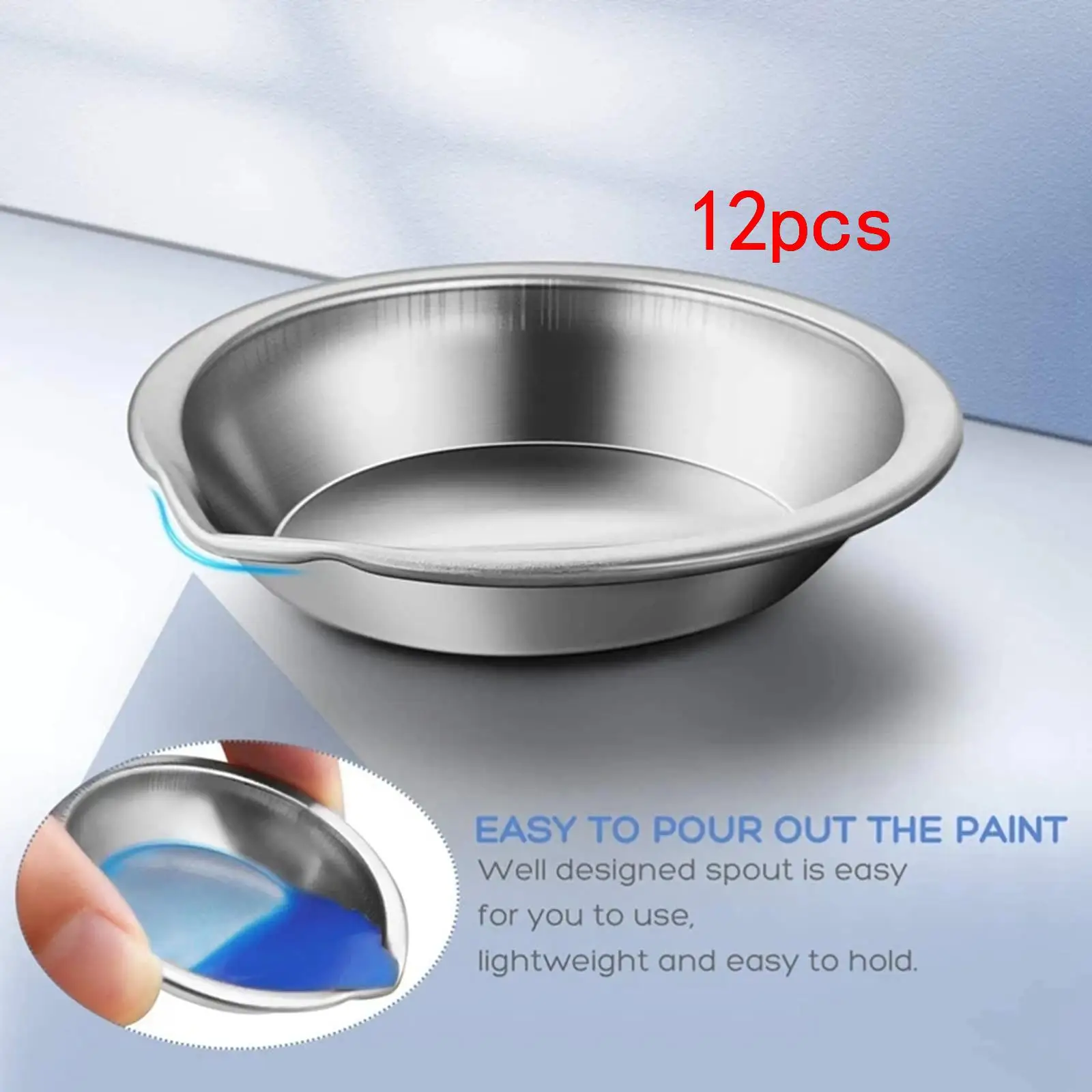 Stainless Steel Small Round Paint Tray Watercolours Paint Mixing Tray Painting Color for Home 12pcs paint tray color palette
