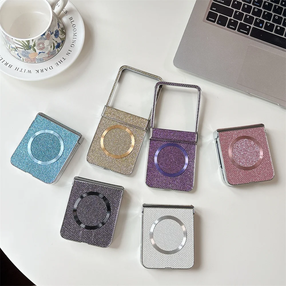 Wireless Charging Magnetic Leather Phone Case with Hinge Protection