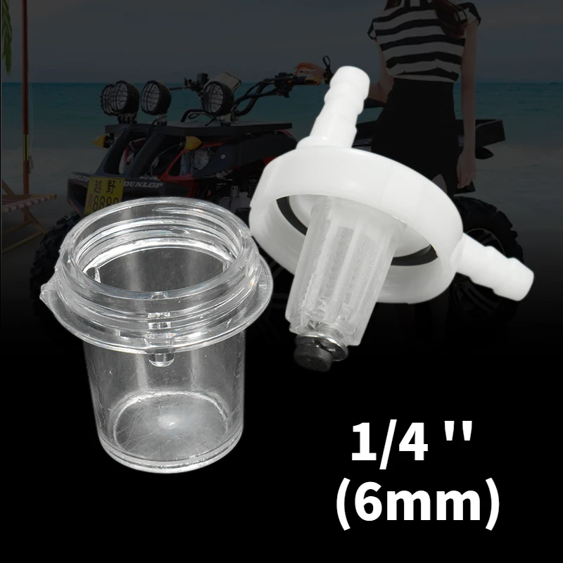 2pcs Universal 1/4" 6mm Motorcycle Petrol Gas Oil Fuel Filter for 1/4