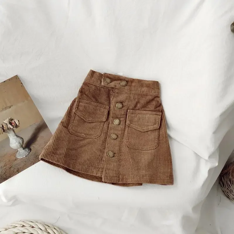 Children Clothing Autumn Winter Baby Girl A Line Skirt New Corduroy Skirt Casual Solid Simple Knee Length Girl Casual children skirts