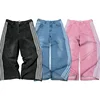 Streetwear Men and Women Loose Striped Embroidered Jeans Y2K Simple Casual Jeans Harajuku Retro Wide Leg Pants Unisex Pants 2