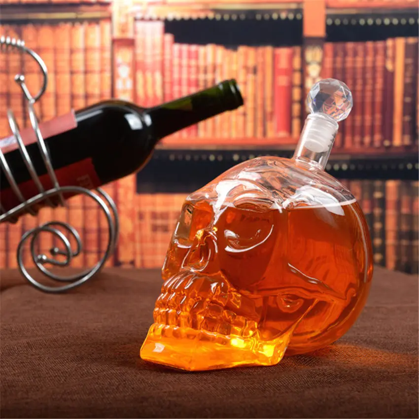 Halloween Crystal Skull Head Bottle Whiskey Vodka Wine Decanter Bottle Whisky Glass Beer Glass Spirits Cup Water Bar Home