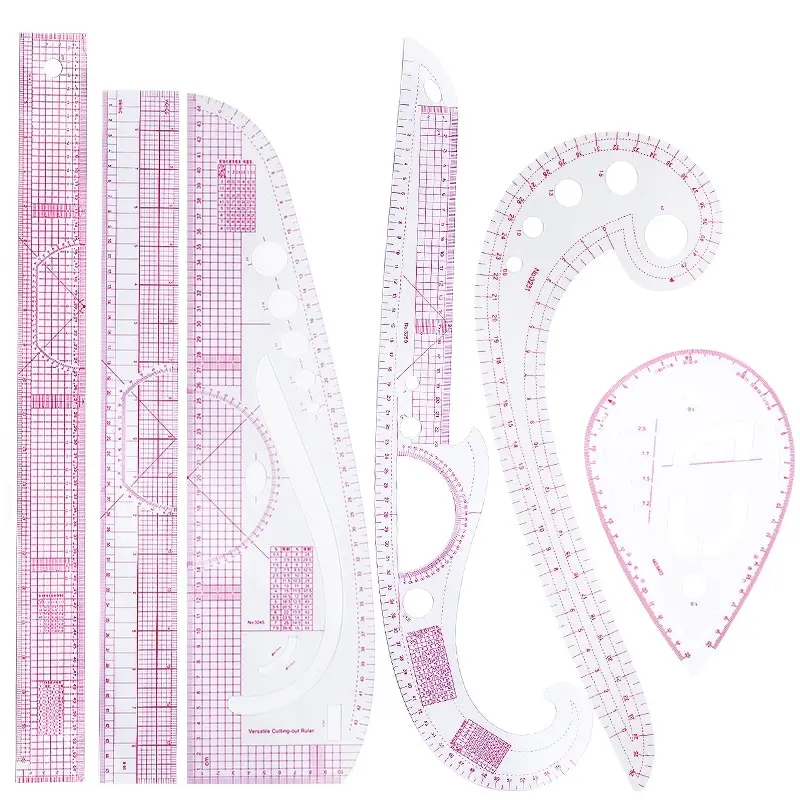French Curve Ruler Soft Patchwork Ruler Measure Tailor Drawing Template DIY Sewing Accessories Tool Kit 6 PCS