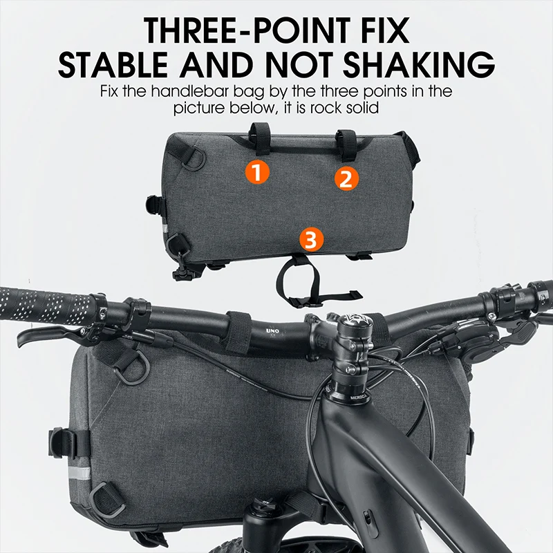 WEST BIKING Borsa da Manubrio Multifunzionale Impermeabile da 6,2L con Tracolla e Striscia Riflettente, Borsa Anteriore per Bicicletta MTB - immagine 2