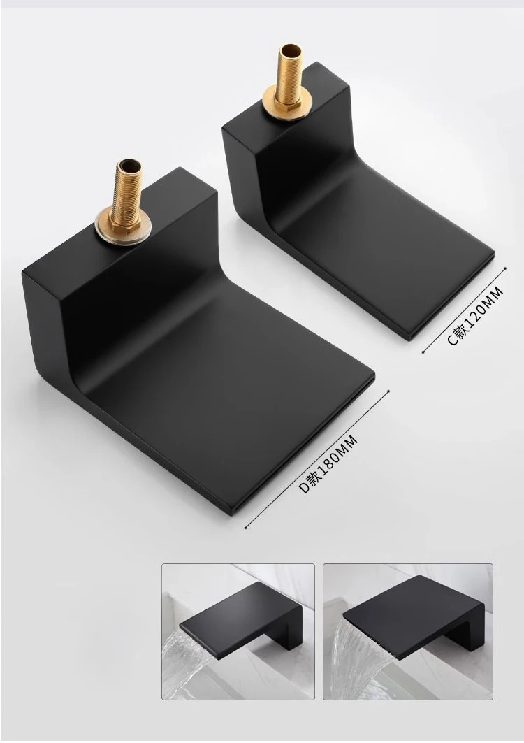 Description Picture 4 of itemNew Long Waterfall Bathtub faucet hot and cold Water Mixer Split 3PCS bath faucet Set Square