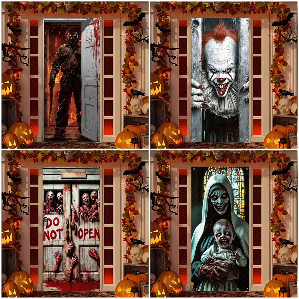Gruseliges Halloween-Türbanner, Terror, Tag der Toten, Urlaub, hängender Hintergrund, blutiger Horror, Party-Dekoration, Zubehör, Türabdeckung