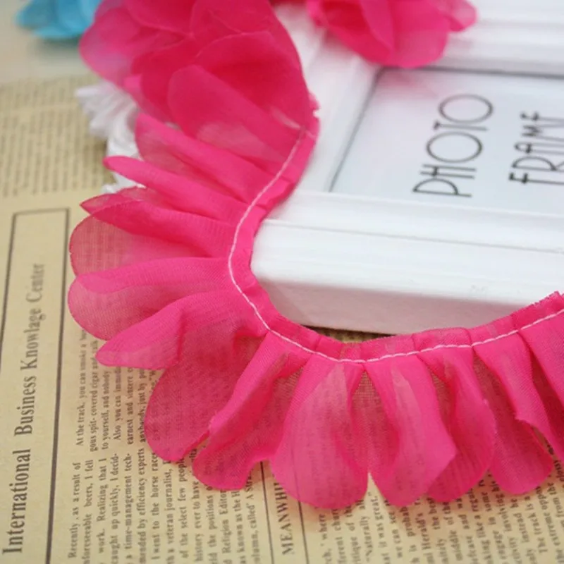 Color Double-layer Chiffon Mesh Pull Wrinkle Leaf Lace Fabric DIY Doll Baby Children Clothing Accessories Cuff Skirt Swing Trim lace fabric lace sewing accessories lace sewing supplies lace accessories lace garment accessories clothing accessories clothing craft accessories chiffon fabric chiffon lace fabric tassel trim lace
