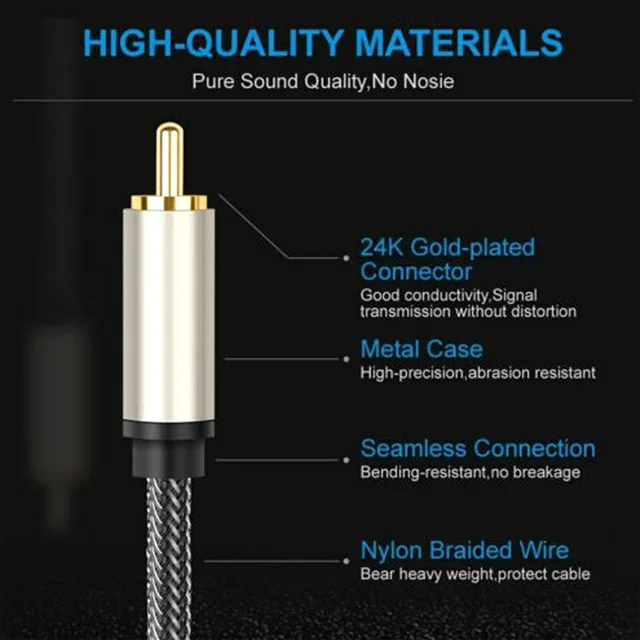 Câble coaxial audio numérique, HiFi 5.1 SPDIF RCA vers RCA mâle