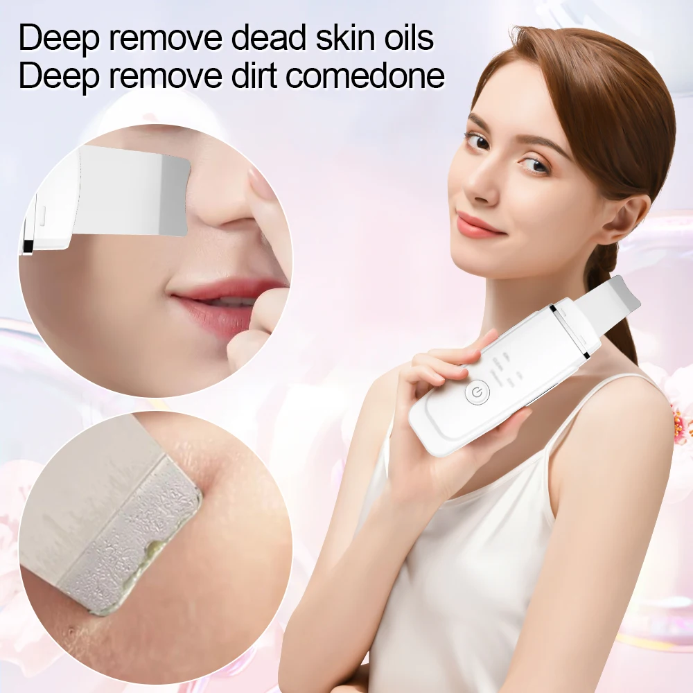 Facial Scraper Blackhead Removal Tool 5 Modes For Deep Facial Cleaning Stainless Steel Applicator With 4 Color Lighting