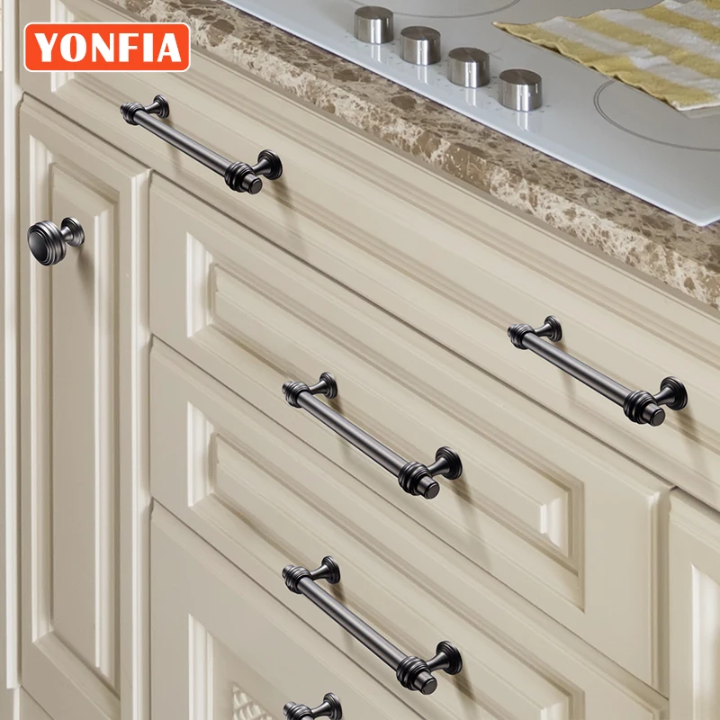 YONFIA 3644BB Brushed Brass Kitchen Cabinet Handles Knob Zinc Alloy Furniture Drawer Handle Wardrobe Closet Pull Handle Gold