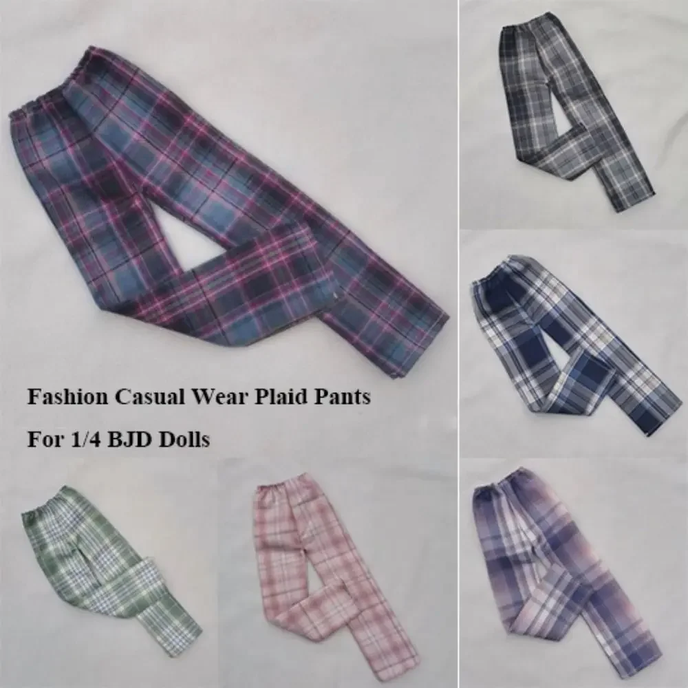 Cotton Plaid Pants for 1/4 BJD Dolls Casual Wear