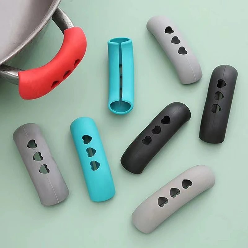 2Pcs Silicone Pan Handle Cover Heat Insulation Covers Pot Ear Clip Non-slip Steamer Casserole Pan Handle Holder Kitchen Tool 1