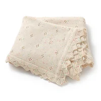 Baby Blankets Knitted 100*80cm Beige Newborn Boy Girl Cotton Dual-Use Stroller Nursery Cuddle Quilts Infant Child Receiving Mats