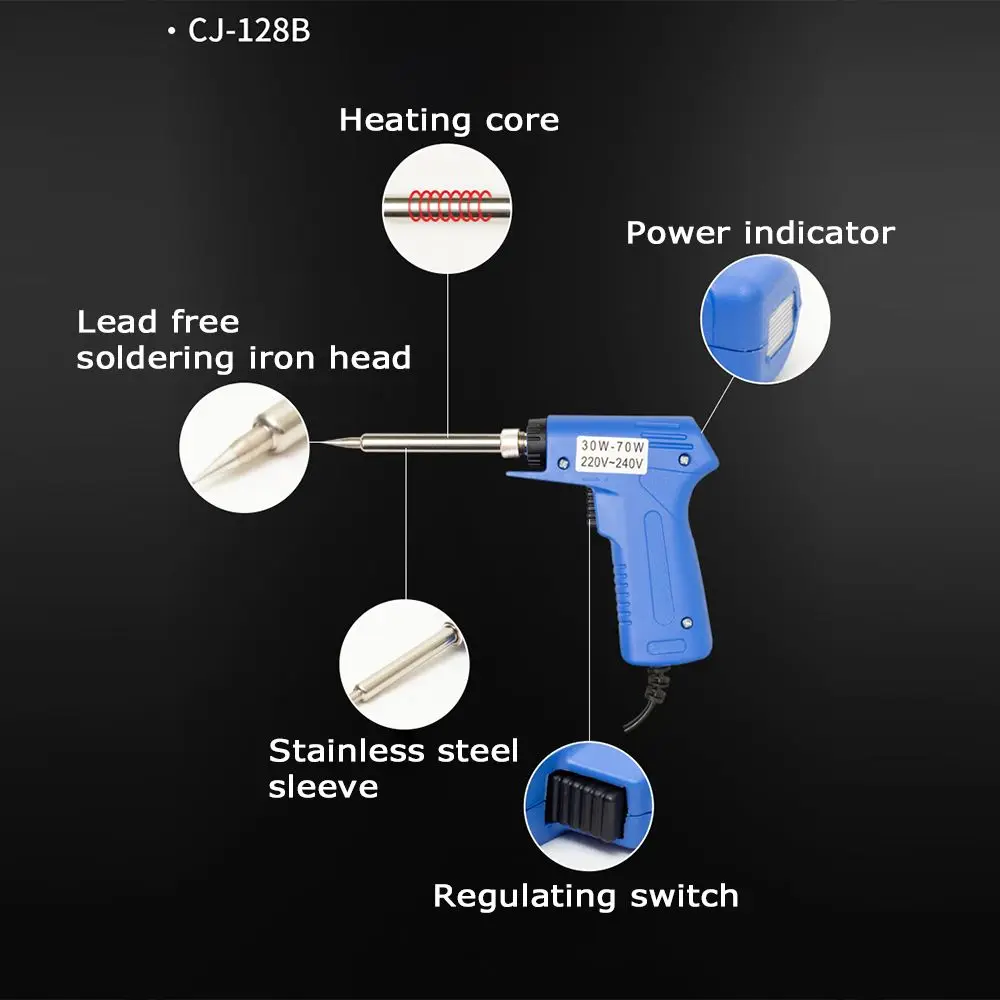 Double Power Electric Soldering Iron Adjustable 220V-240V 30W/70W EU Plug Quick Heating Welding Tools