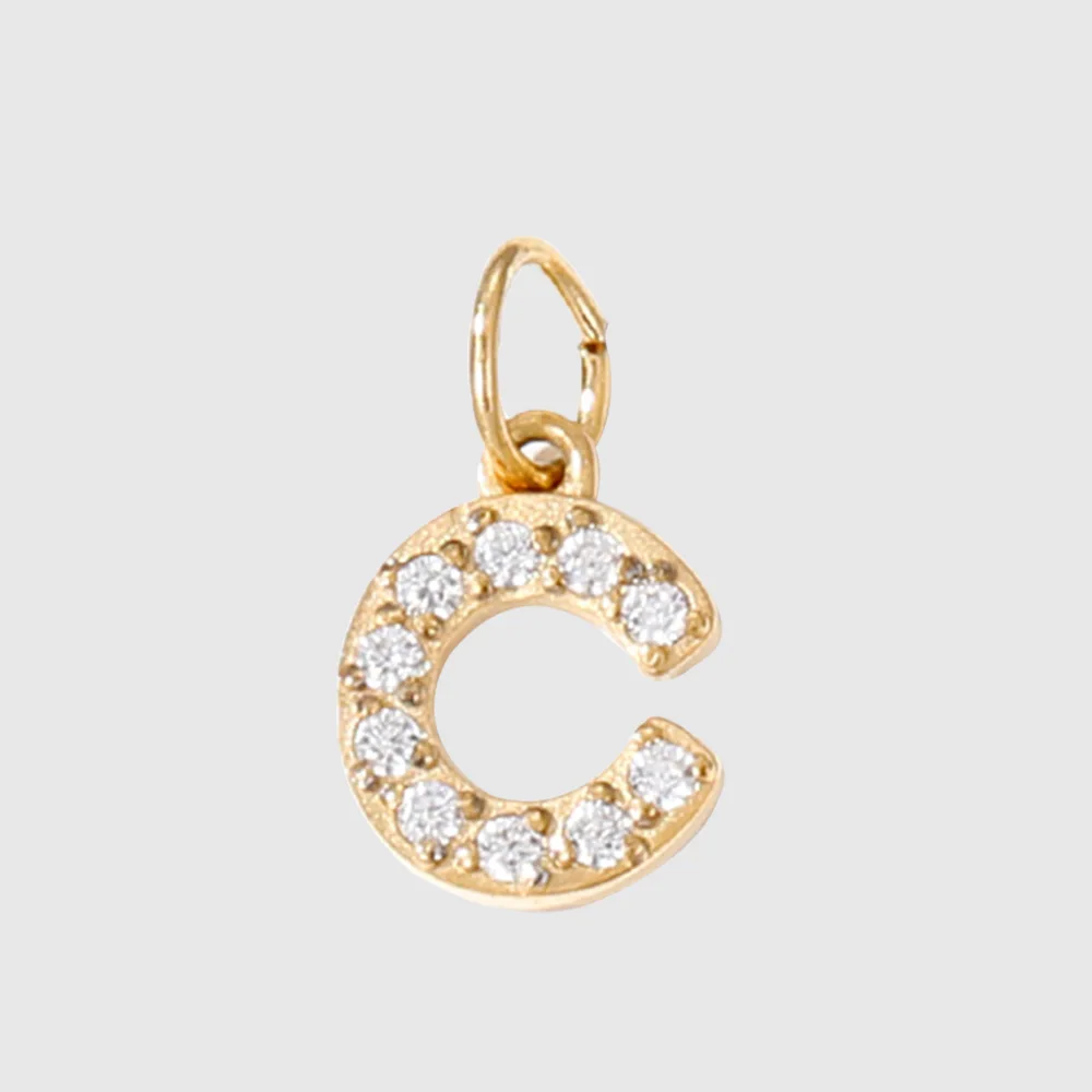 Stylish Chic Elegant 26 English Letter Pendant with Zircon 14k Gold Plated Pendant DIY Jewelry Accessories 8