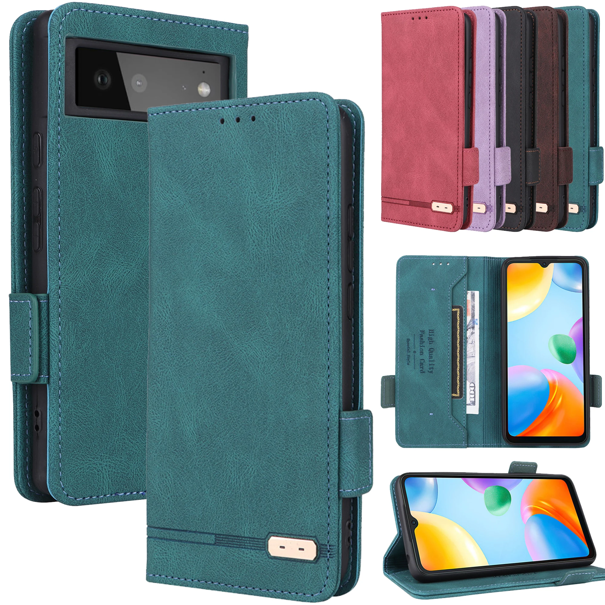 

Pixel 7 Pixel7 Case Retro Magnetic Wallet Book Stand Leather Funda For Pixel 7 6A 6 Pro 5A 4A 5 5G Cover Flip Card Holder Shell