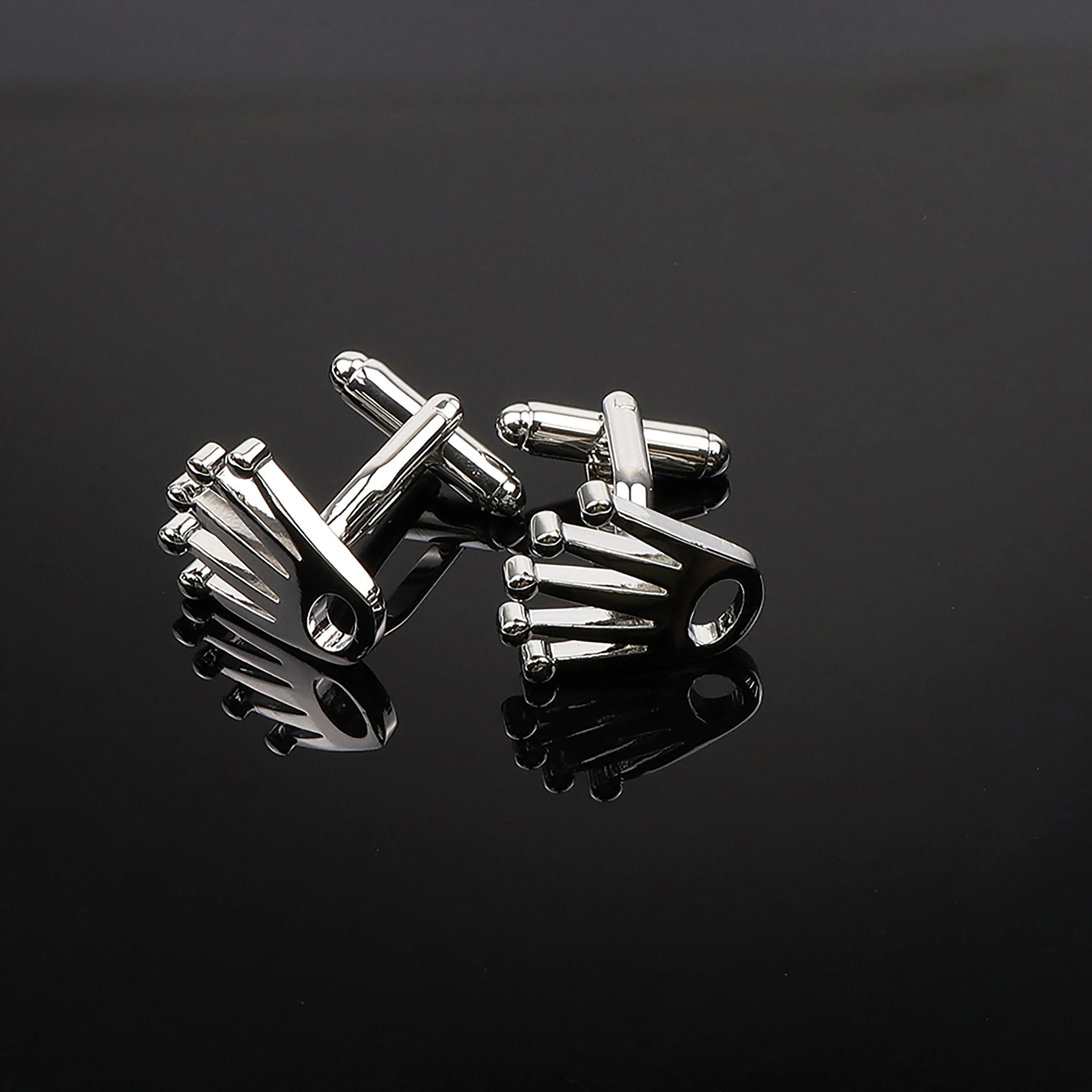 Crystal Cufflinks Brass Crown Maple Leaf Anchor Mens Wedding Bar Accessory