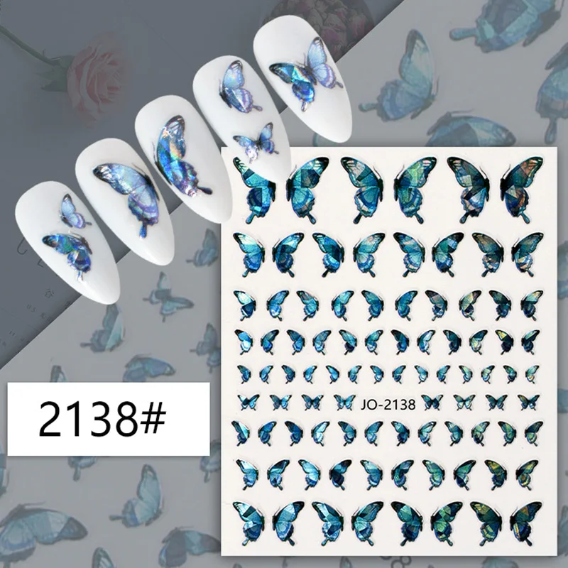 

3D butterfly stickers press on nails DIY manicure polish accesories pegatinas holographic laser foils sliders ongles decals kit