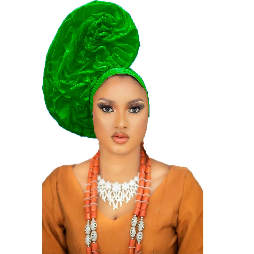 Custom Applique aso oke auto gele, ipele and fila ready to wear gele, African Orange , Headwrap, Ready-to Wear Gele, Nigeria Wed