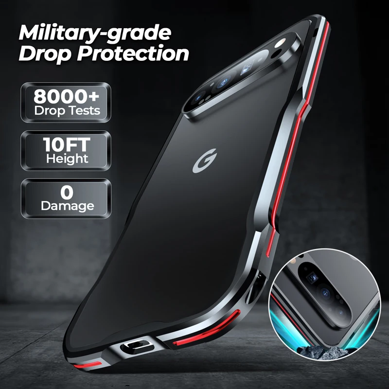 Luxury Frosted Metal Blade Phone Case with Shockproof Bumper and Lens Protection