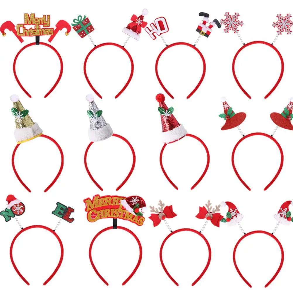 Cartoon Red Christmas Hair Band Babbo Natale Snowman Antlers Fascia Buon Natale Decor Adult Kids Navidad Gifts Toys